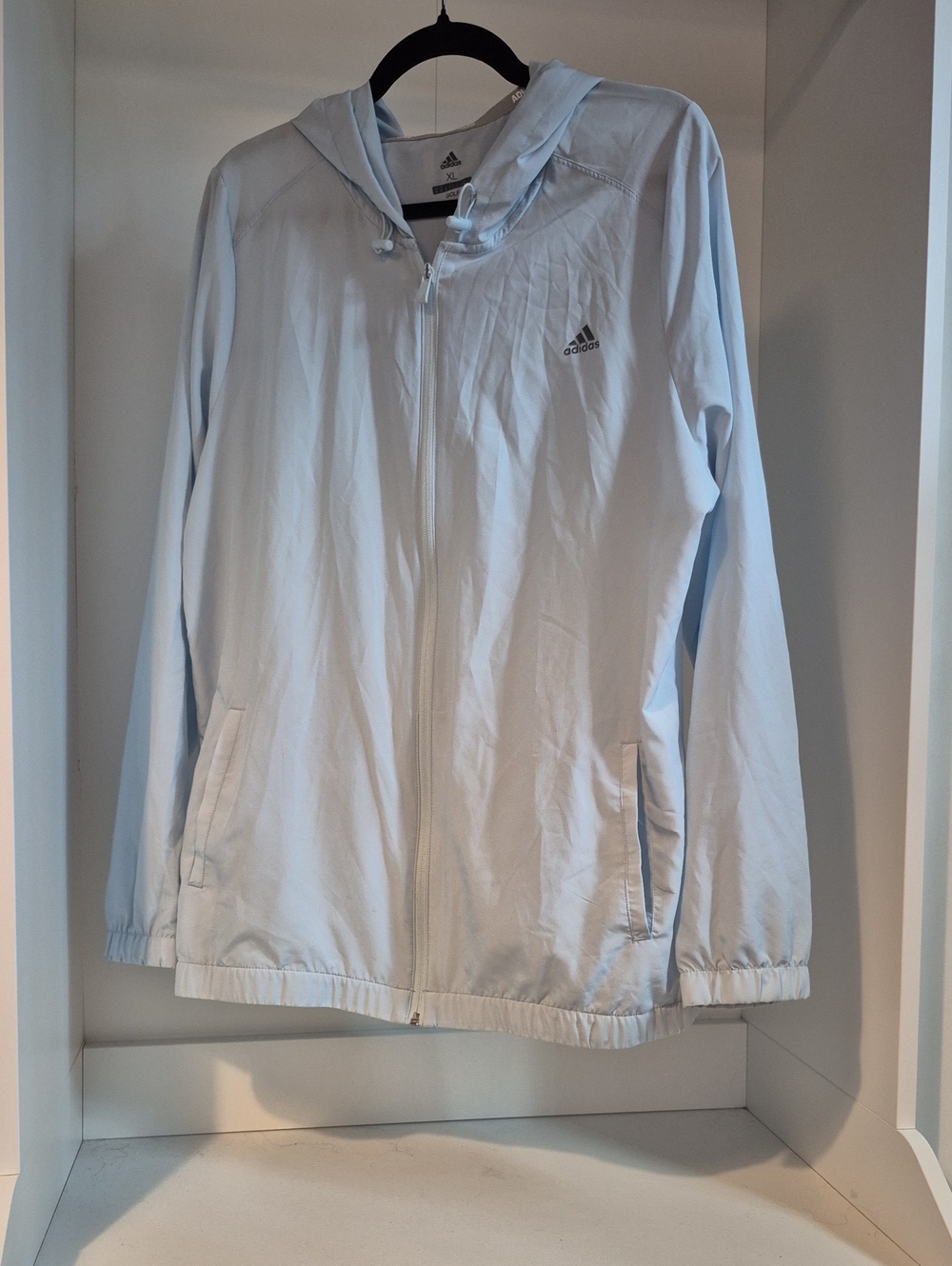 adidas Women's Light Blue Hooded Zip Golf Windbreaker Jacket